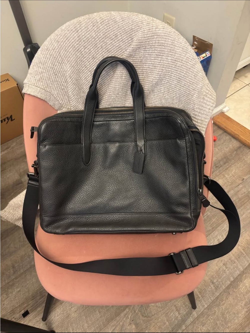 Coach Hamilton Black Pebbled Leather Laptop Briefcase- NEVER USED!